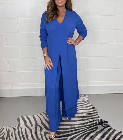 LuxeFit – Casual 2 Piece Suit – Blue / S