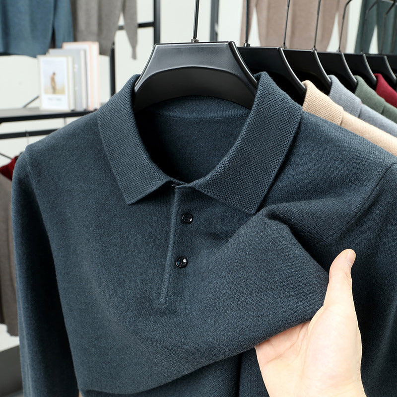 PrestigeKnit – Men's Cashmere Polo Sweater – Dark gray / S