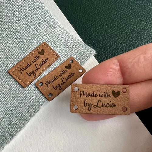 AuraStitch – Premium Faux Leather Labels & Tags – With holes / 10 Labels