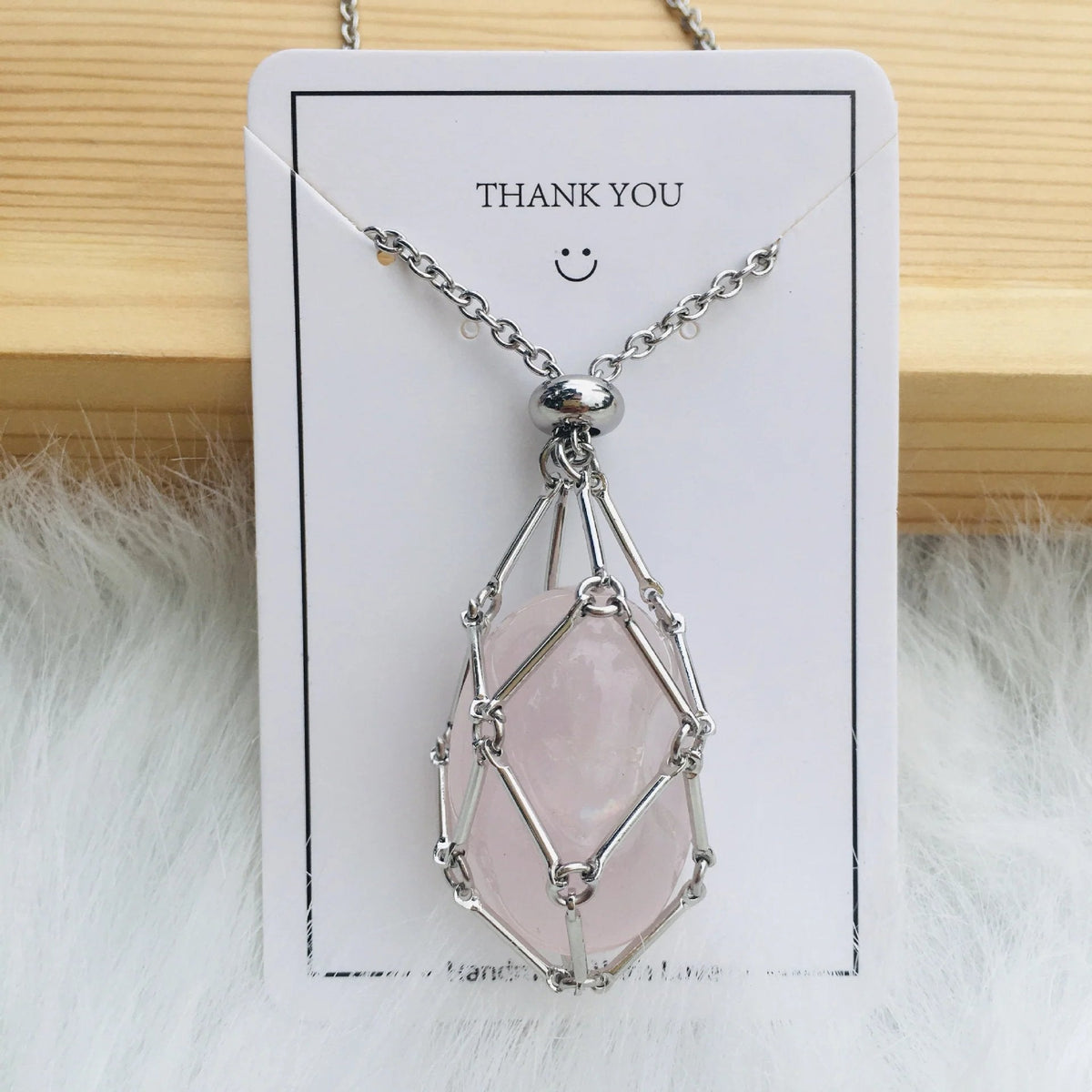 SoulBound - Natural Healing Crystal Necklace – Rose Quartz / Silver