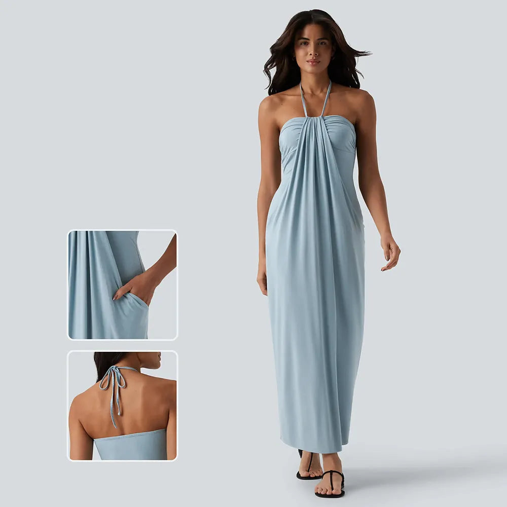 HalterTie – Elegant Back Maxi Dress with Pockets – image 2