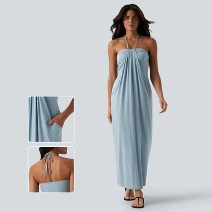 HalterTie – Elegant Back Maxi Dress with Pockets – image 2