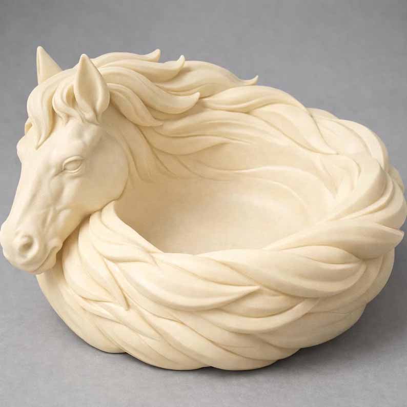 GoldenMane – Elegant Horse Bowl – Ivory