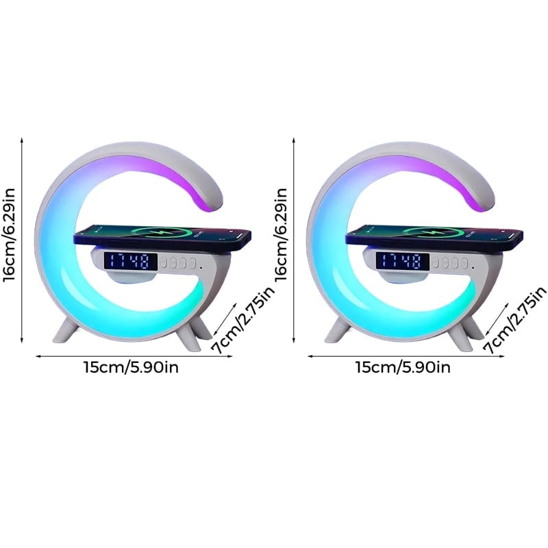 GlowG – G-Shaped RGB Wireless Charging Speaker – White*2