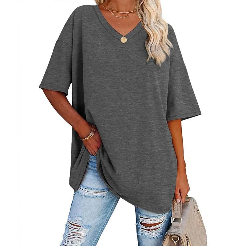 LunaWear – Summer New Women’s Loose T-Shirt – Dark Gray / S
