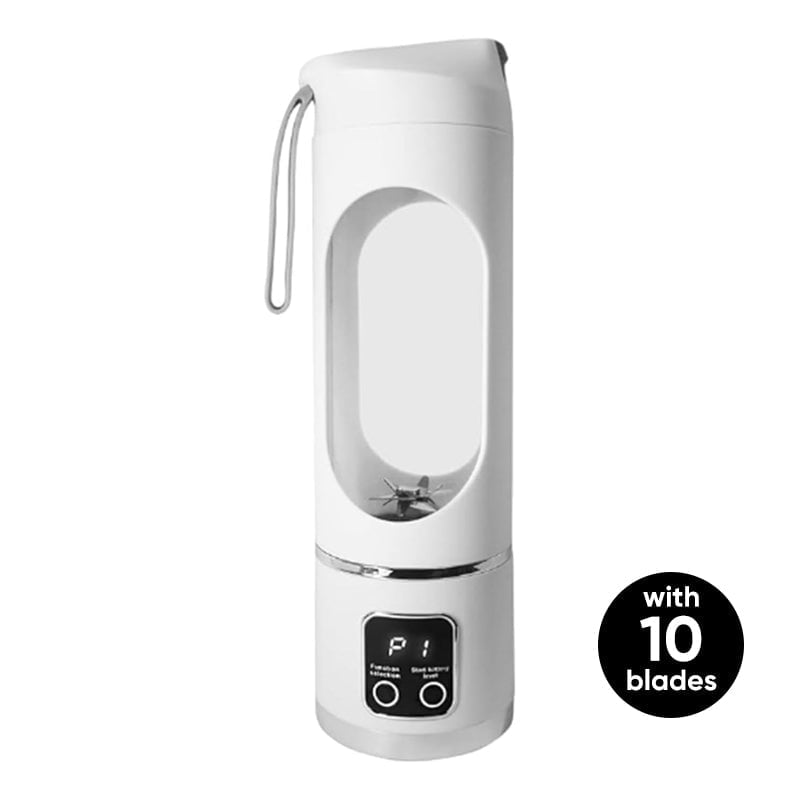 JuicePro –Dual-Motor Portable Juicer Cup – Milky White - 3.7 V with 10-blade stainless steel head