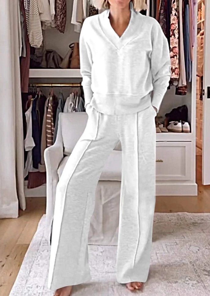 ModaGrace – Everyday Two Piece Outfit – White / S