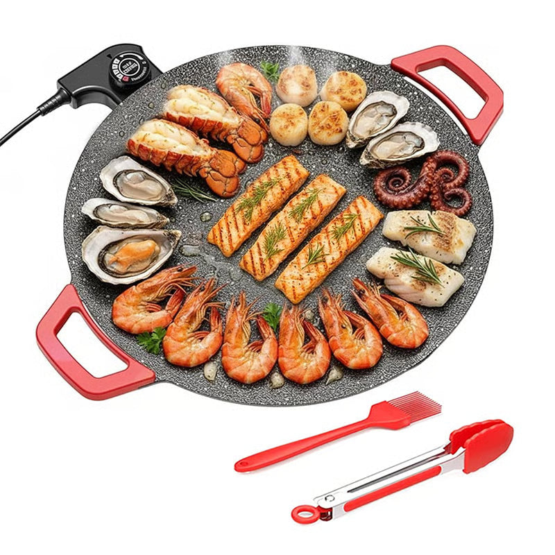 BBQNova – Electric Non Stick Grill with Adjustable Heat Control – 1 set (with 4-Piece Accessory)