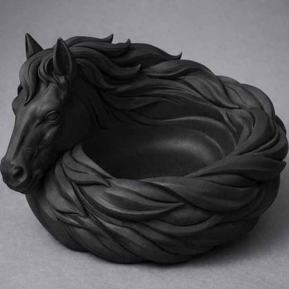 GoldenMane – Elegant Horse Bowl – Black