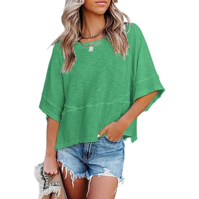 PureEase – Oversized Crewneck Comfort Summer Top – Green / S