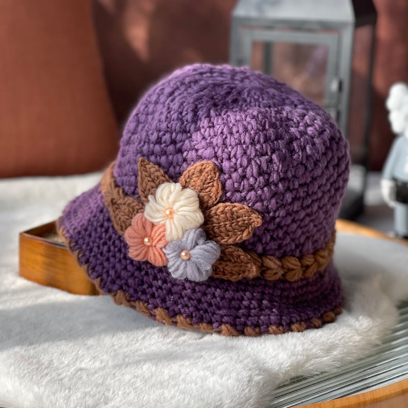 VintageGlow – Cozy Winter Cap – Purple