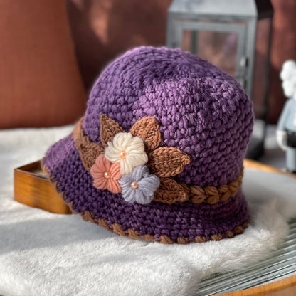 VintageGlow – Cozy Winter Cap – Purple
