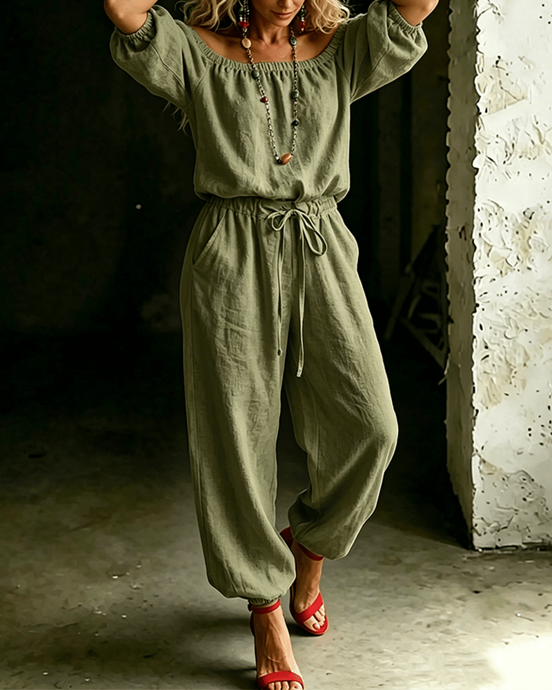 LuxeSilhouette – Off-Shoulder Tie Waist Jumpsuit – image 24