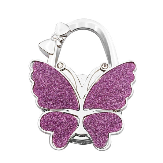 ButterHold – Foldable Butterfly Purse Hook – Frosted Purple Glitter