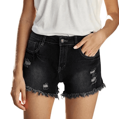 BlueBelle - Distressed Denim Shorts – Black / S