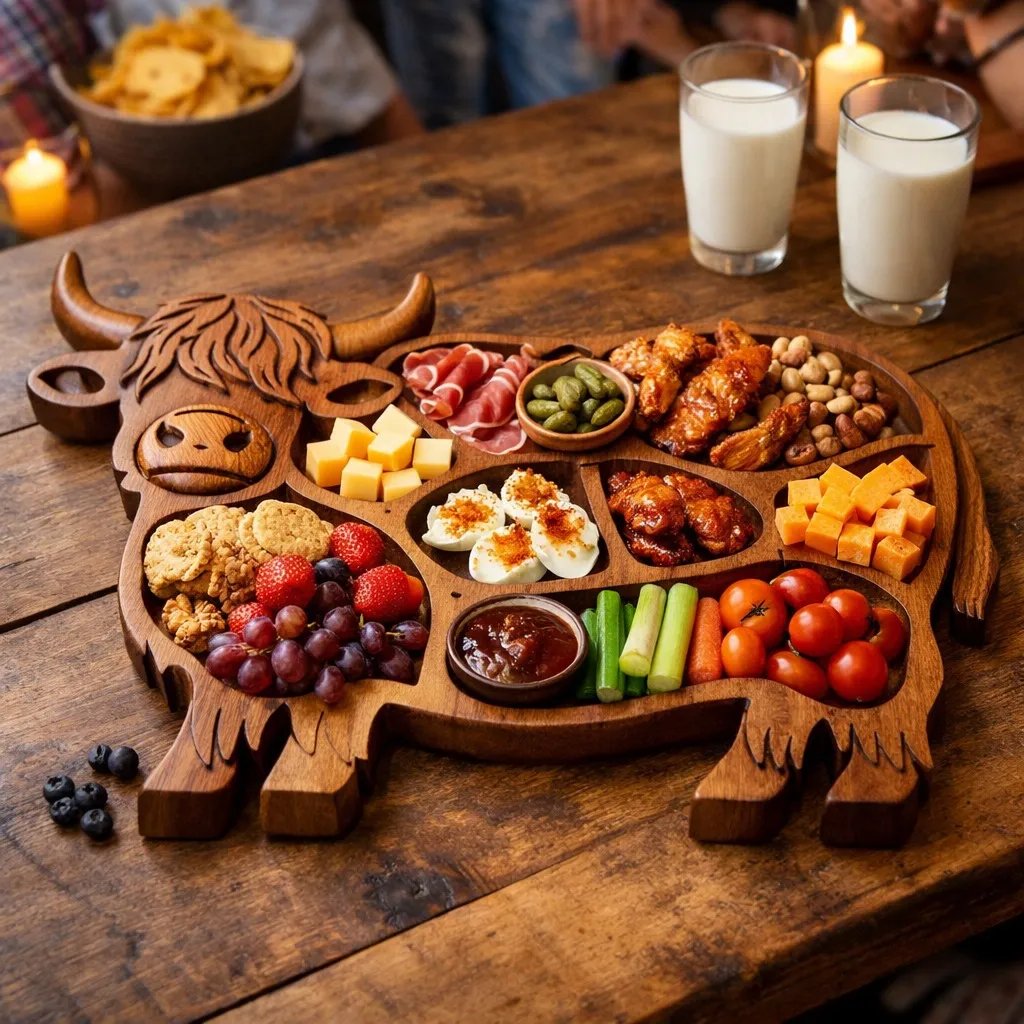 Highland Cow Wooden Charcuterie Board – B