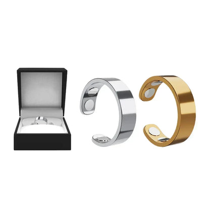 MagnaLuxe – Elegant Stainless Steel Magnetic Ring – Gold+Silver