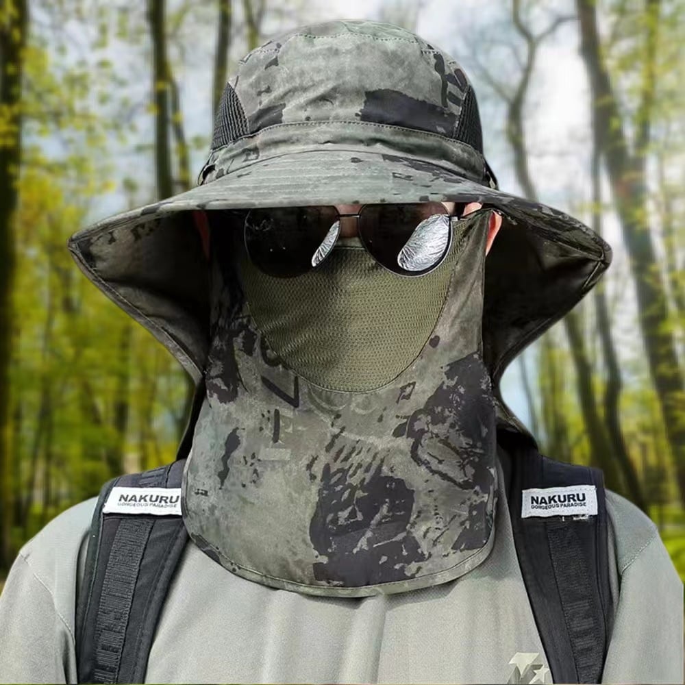 CatchSafe – All Weather Fishing Face Cover & Neck Guard – Camouflage - Green / Military Green