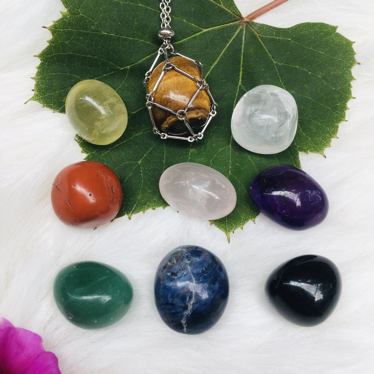 SoulBound - Natural Healing Crystal Necklace – ALL IN!!!(9 Types of Stone) / Silver