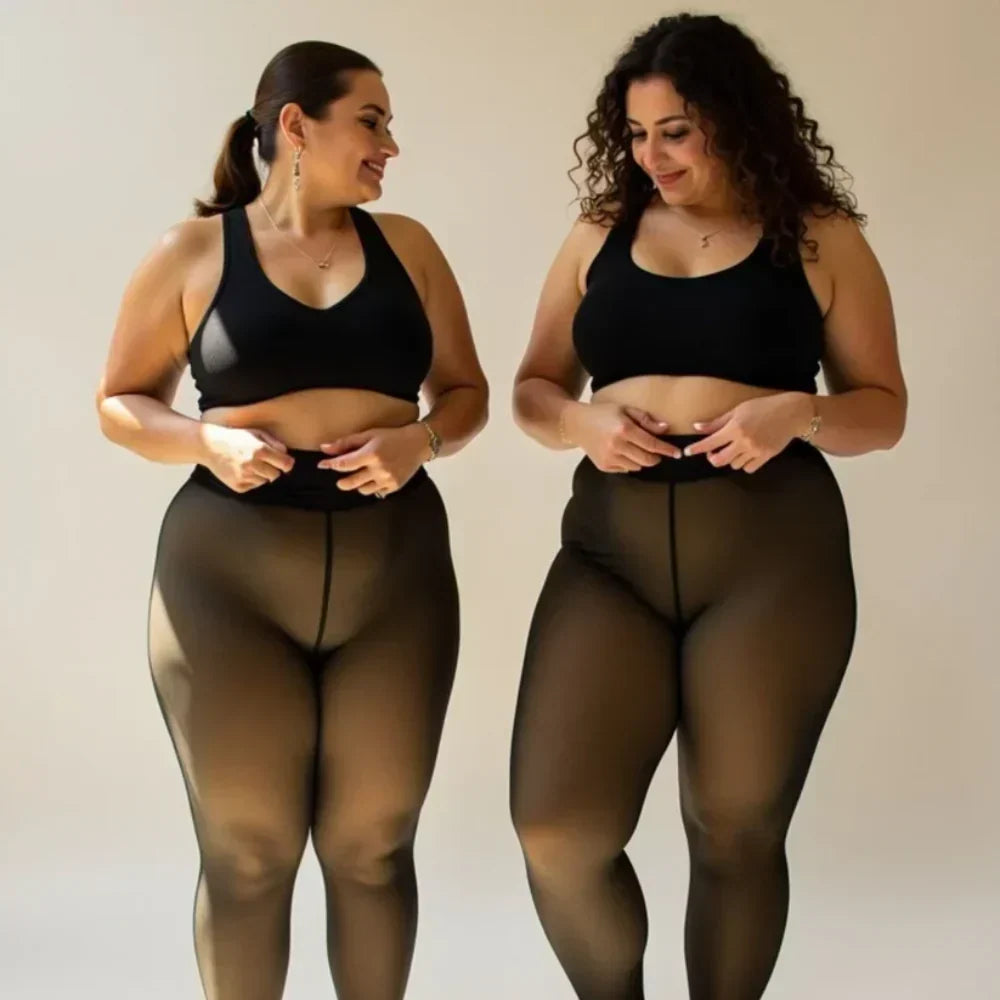 Curvy™ – Fleece-lined tights with a natural sheer look – image 7