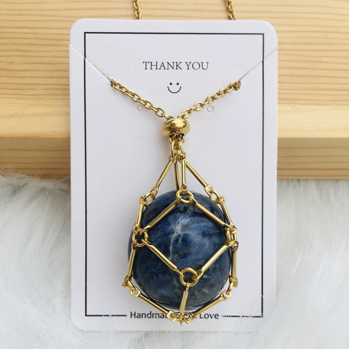 SoulBound - Natural Healing Crystal Necklace – Sapphire / Gold