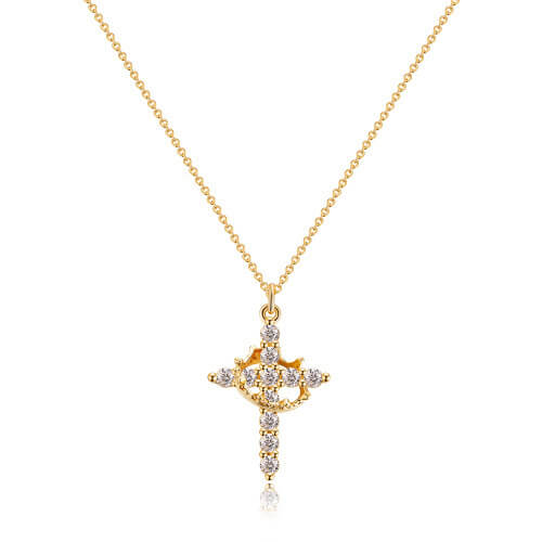 RoyalFaith – Crown Cross Necklace – Gold