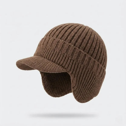 FjordWarm™ • Thermal winter beanie with ear protection – Brown