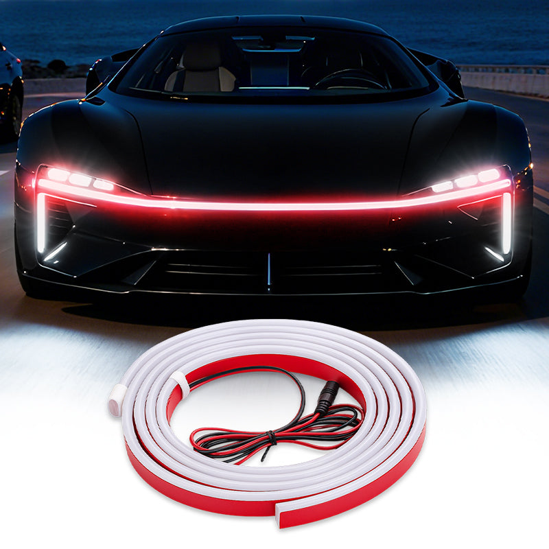 GlowRunner – Dynamic LED Hood Strip – 150 cm/50.1 inches (applicable to general vehicles) / Red (dynamic scanning version)