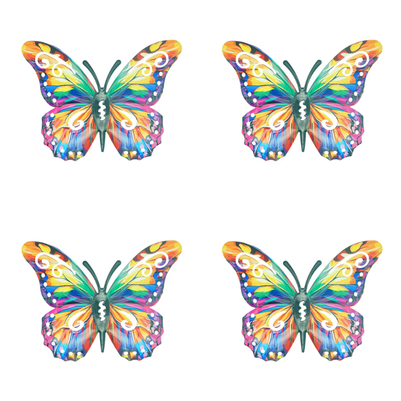Butteriva – Metal Butterfly Wall Art – 4x Yellow Butterflies / Stater Pack