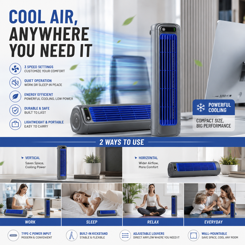 BreezeDock – Rechargeable Personal Air Cooling Fan – image 4