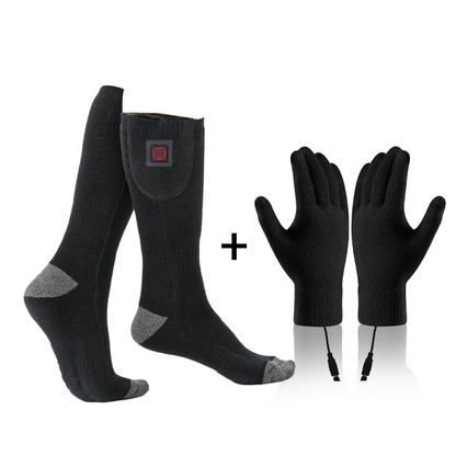 Adjustable Heating Socks with Long Battery Life – Black / Adjust temperature (1 pair) / Heating Socks + Heated Gloves (Touch Screen Friendly)