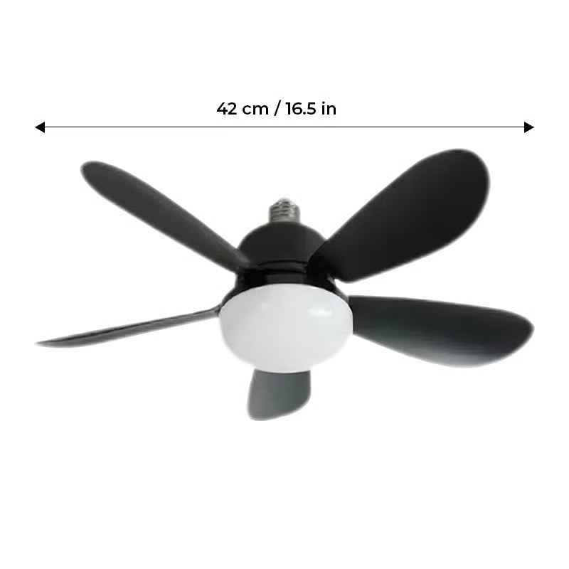 BreezeGlow – Socket Ceiling Fan with Adjustable LED Lighting – 30W 16.5" Crystal | Black 5 blades