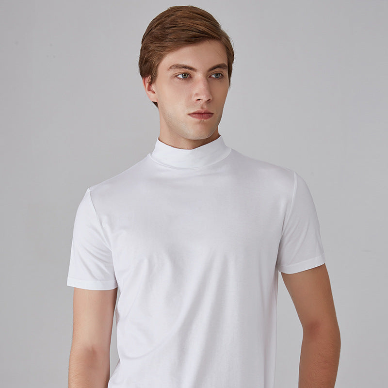 NeoCollar – Sleek High Neck T-Shirt – White / M