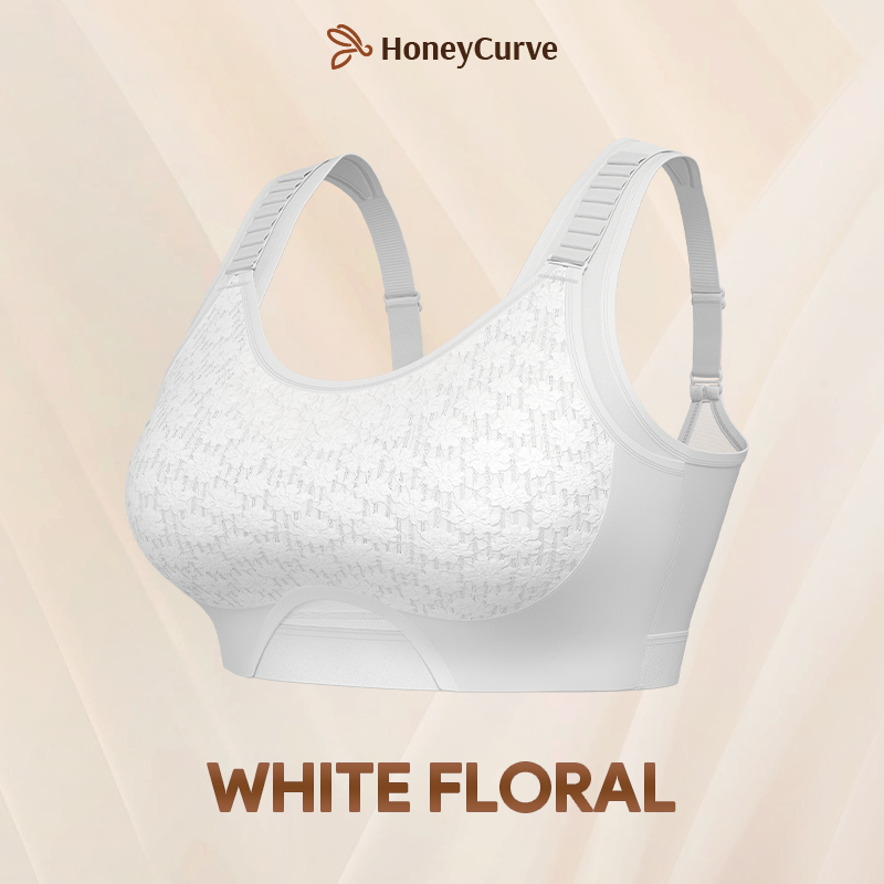 CurveCharm Pro – Soft Lift Comfort Bra – White Floral / 30