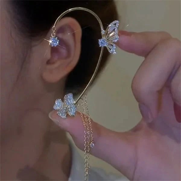ButterGlow – Cubic Zirconia Butterfly Fringe Earrings – image 4