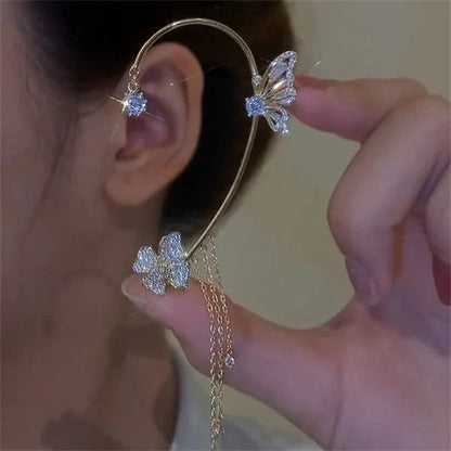 ButterGlow – Cubic Zirconia Butterfly Fringe Earrings – image 4