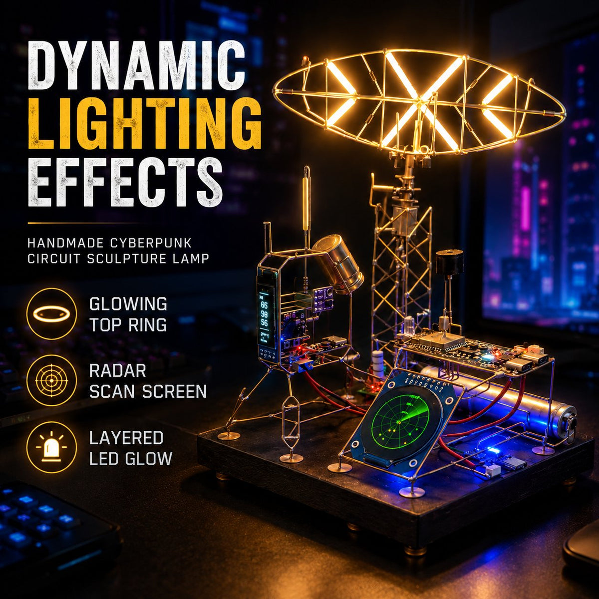 NeonForge - Handmade Cyberpunk Circuit Sculpture Lamp – image 4