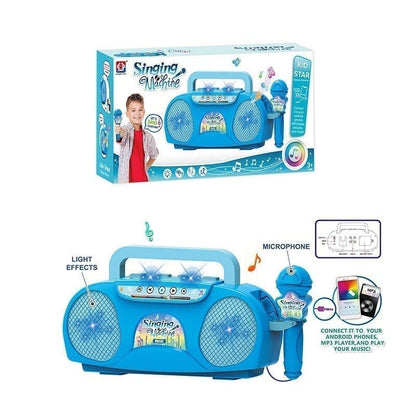 FunVoice – Kids Microphone with Stable Stand – Karaoke Machine - Blue