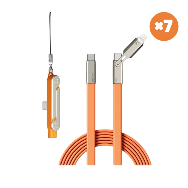 Power360 – Ultra-Fast Cable with Adjustable Phone Holder – Orange / 7 PCS