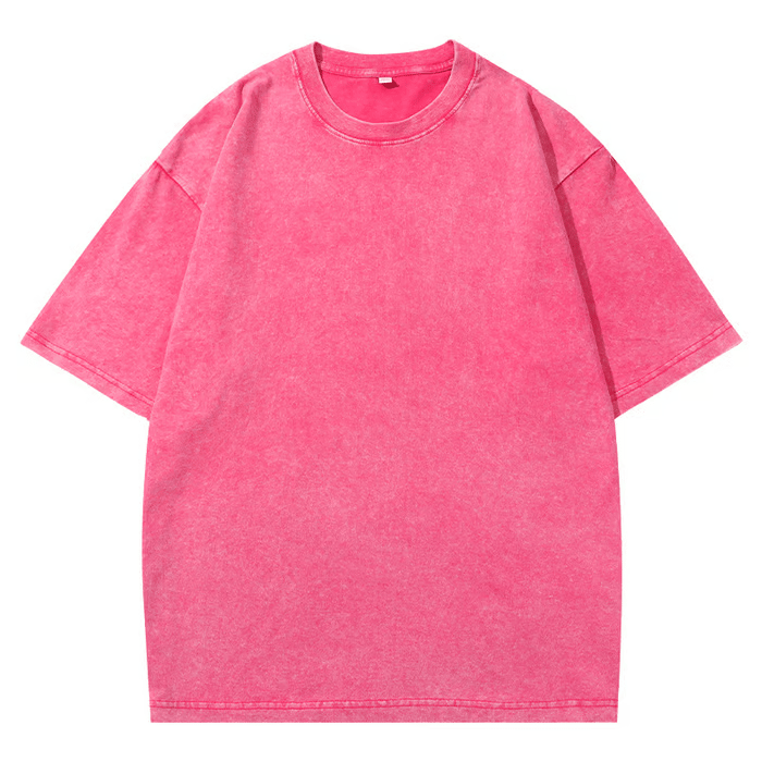 Oversoul – Relaxed Fit Acid Wash Tees – Pink / S（88.0 lbs ~110.0 lbs ）