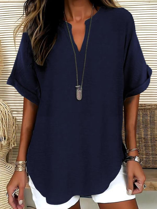 EllaVogue – Everyday Elegance Blouse – Navy Blue / S