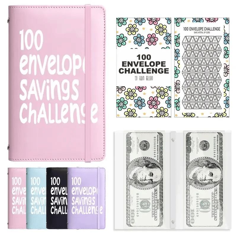 100 Envelope Savings Challenge Book – Super Fast Delivery / Pink