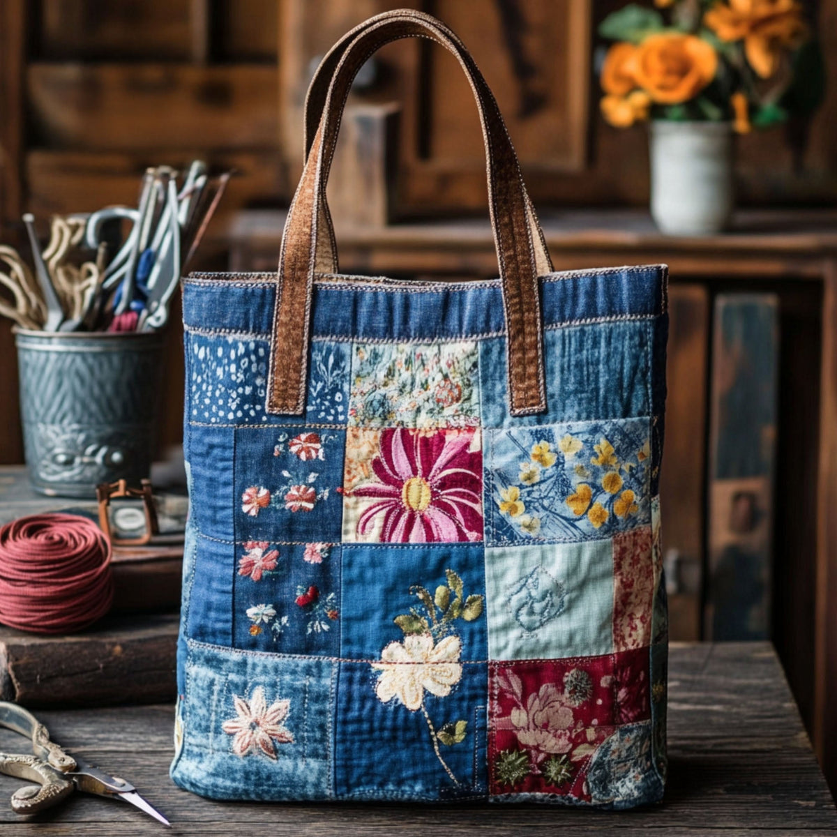 WaveTote – Quilted Pattern Cotton Blend Tote Bag – High Bag (13"x16")