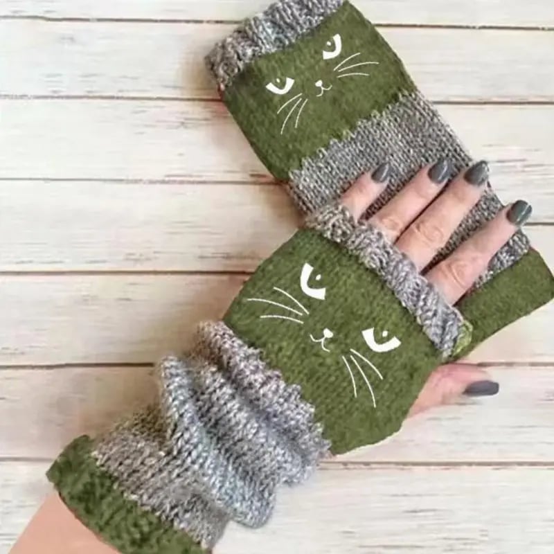 WarmHands – Stylish Knitted Fingerless Gloves – Green