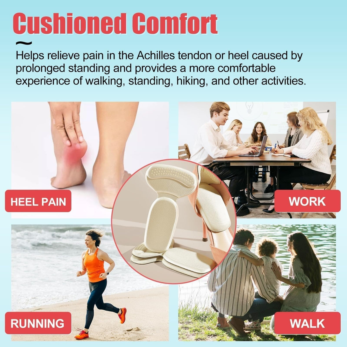 Soft Heel Cushion Pads Anti-slip Heel Protectors for Women & Men – image 3