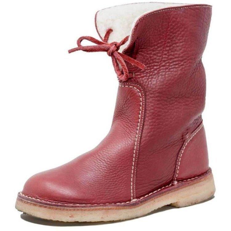 WATERPROOF LEATHER POLAR BOOTS WITH WOOL LINING – Red / 35