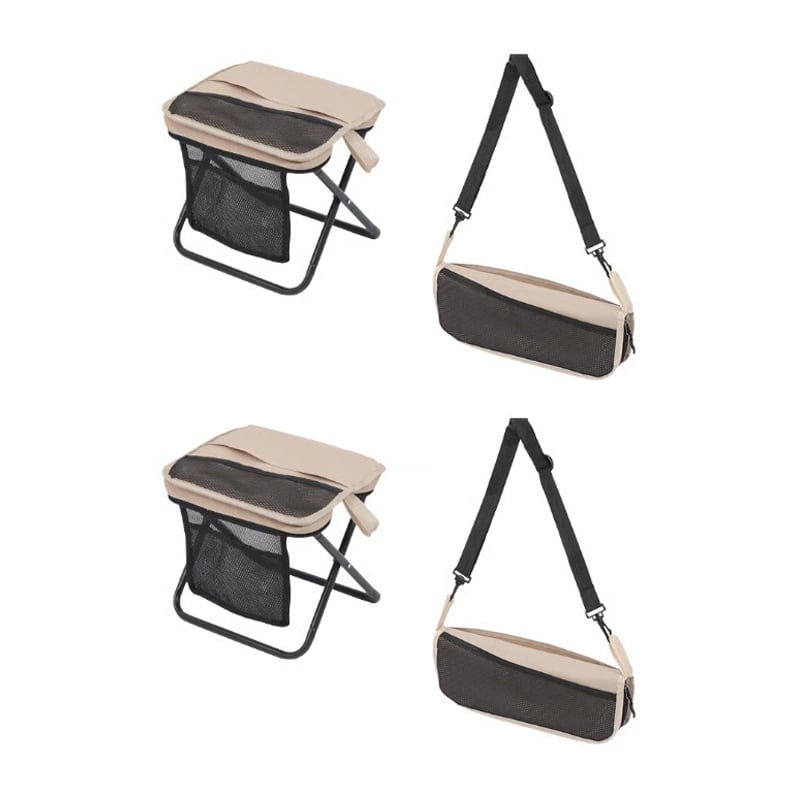 CarrySit – Travel Folding Stool – Khaki / 2 x With Mesh Bag (Large 13 × 10.6 × 12.2 in)