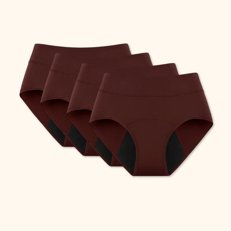 FreedomFlow - All-Day Protection Panties – 4-pack Dark Brown / XS