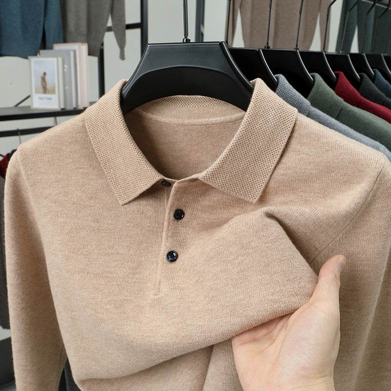 PrestigeKnit – Men's Cashmere Polo Sweater – Khaki / S