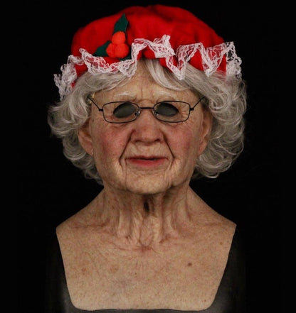 SafeFit – Lightweight & Breathable Mask Headgear – Red Hat Granny（No glasses）